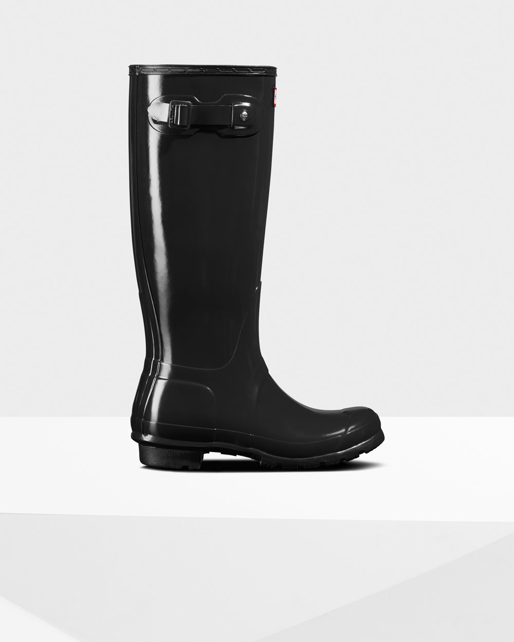 Womens Tall Rain Boots - Hunter Original Gloss (72GEZRYNF) - Black